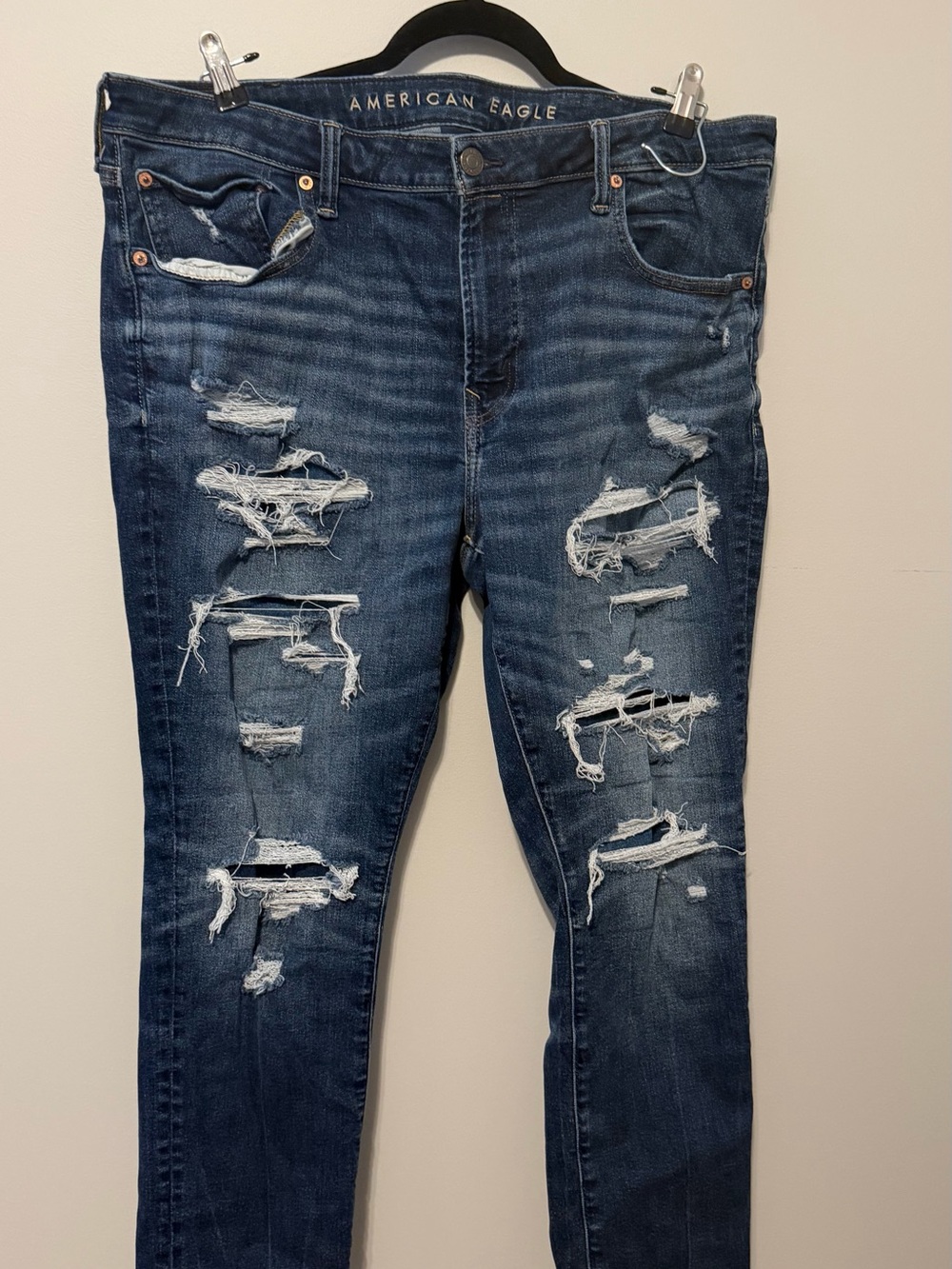 American Eagle AirFlex+ Distressed Skinny Jeans 40x30 Dark Wash Stretch Denim